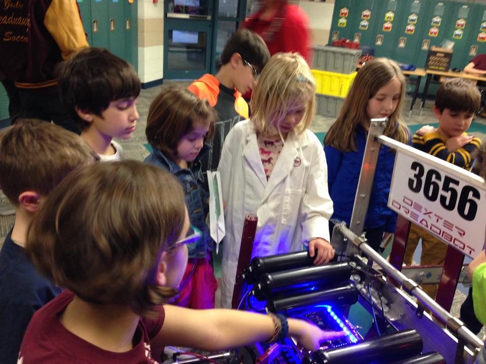 kids touching our robot