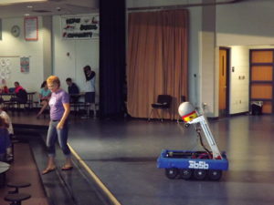 Mrs. Bronson with our robot.