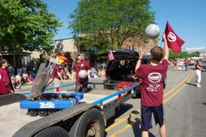 robot tossing ball during parade