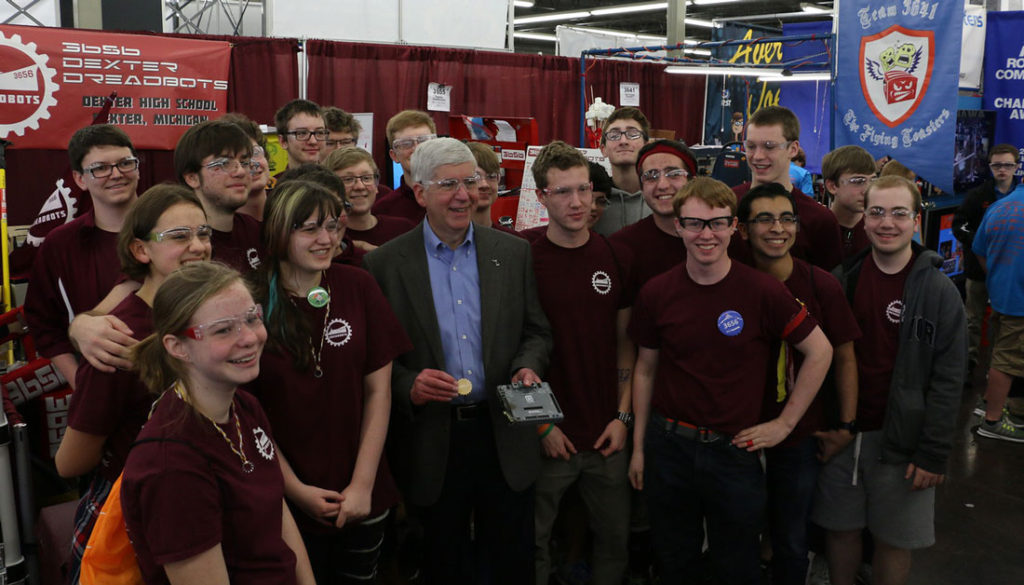 Our team at the Michigan State Championship in April 2016 with Governor Rick Snyder