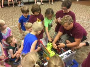 Kids getting hands-on with the robot