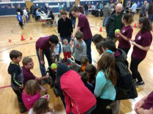 Dreadbots talking to kids and parents about our robot