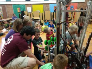 kids get an up close look at our robot